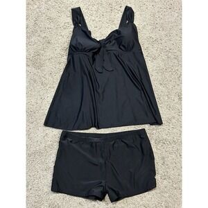 DANIFY size 56 Swimsuit Tankini Two Piece Top & swim shorts BLACK E23
